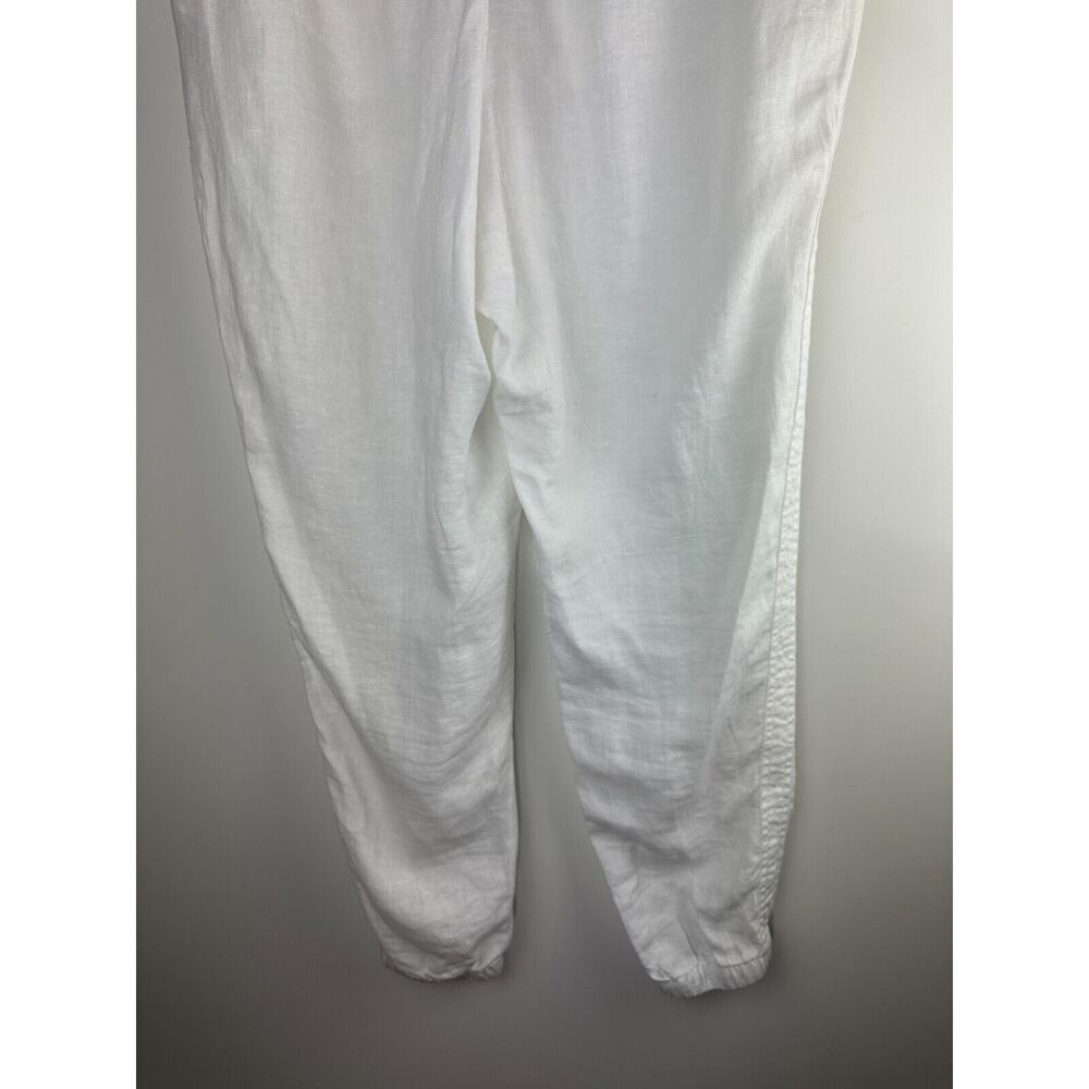 Athleta Cabo Linen Jogger Pants White Drawstring Zippered Pockets Womens Size 14 - Picture 8 of 10